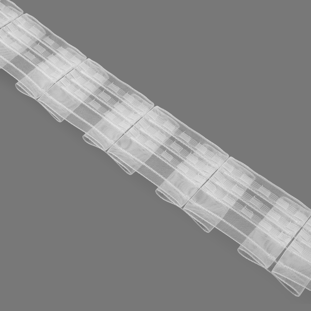 Шторная лента "Банты" 4393MP (1:2,5) Oz-is Premium прозрачная 6,5 см/50 м (3 кармана, корд-4  лески)