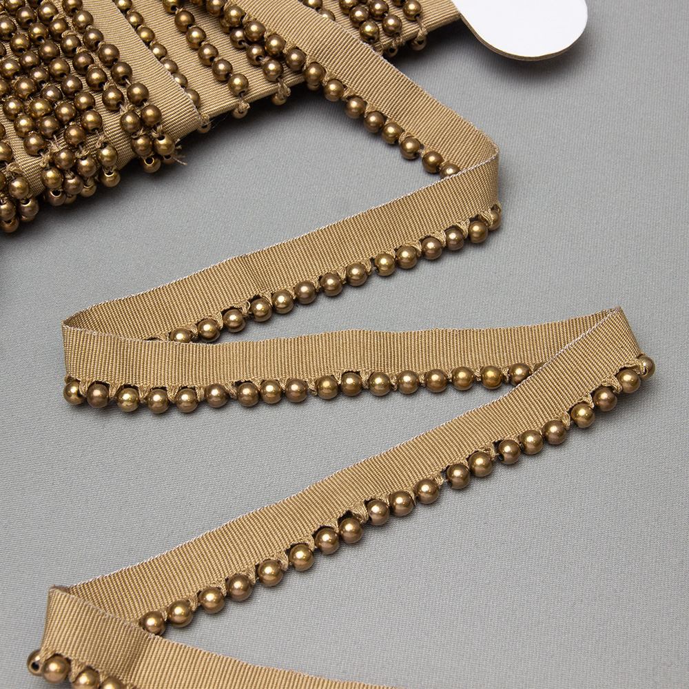 Бахрома-кант с бусами A121C-11 бронзовый (25 м)
