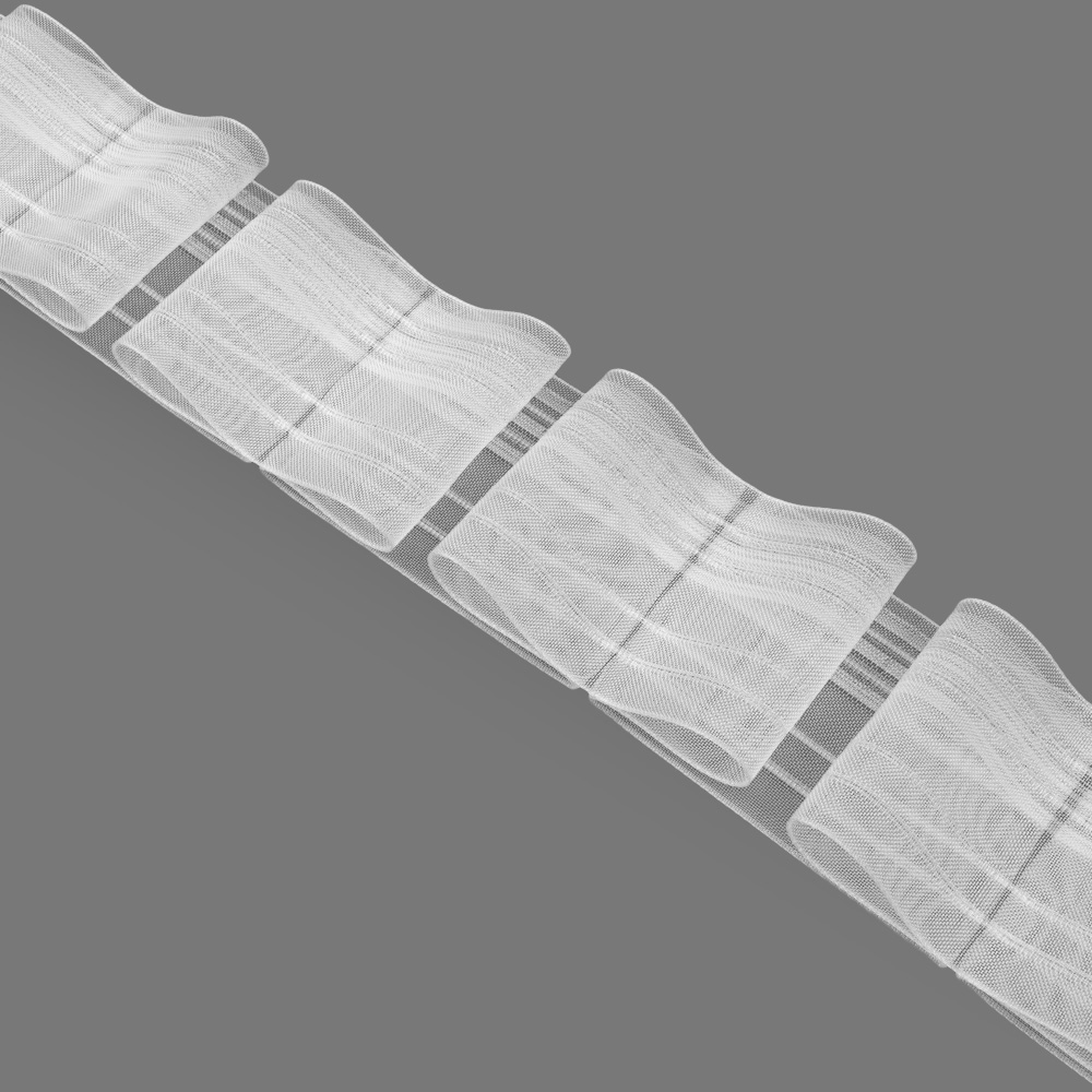 Шторная лента Бантовая 4421MP (1:3) Oz-is Premium прозрачная 8 см/50 м (3 кармана, корд - 4 лески)