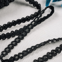 Тесьма вязаная с кожзамом 456-1KJ черный (45,72 м)