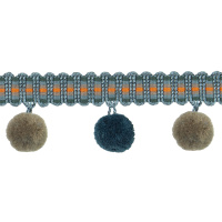 Бахрома пушистые шарики XMQ-1 темная морская волна/темно-бежевый (BLUE) (4,7 см/d2.5 см/12 м)