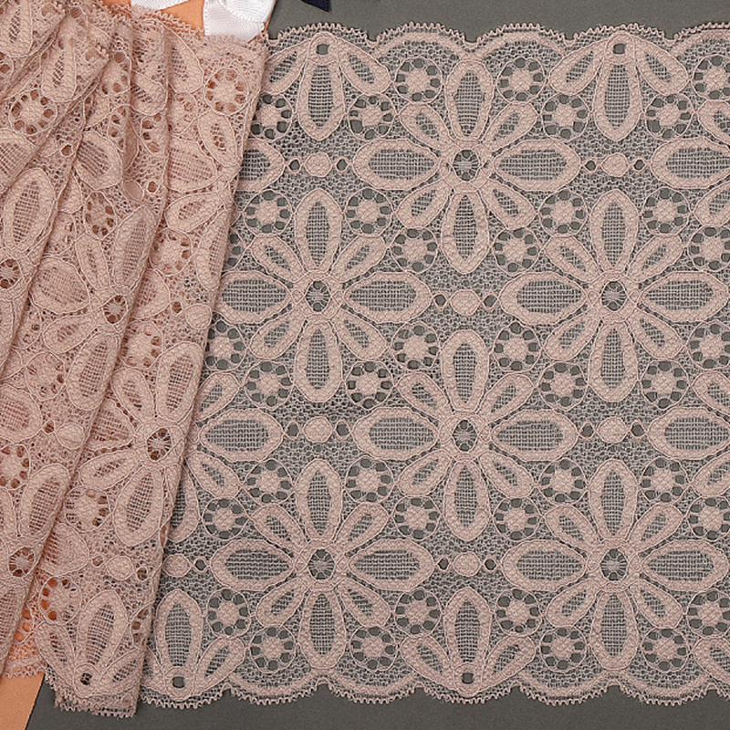 Кружево эластичное 103.8026 серебристый пион, 180 мм/10 м