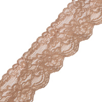 Кружево эластичное 2103-4 светло-коричневый, 7.7 см, (180 ярд)