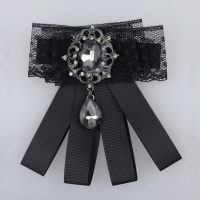 Бант Брошка на булавке B057-1 черный (5 шт)