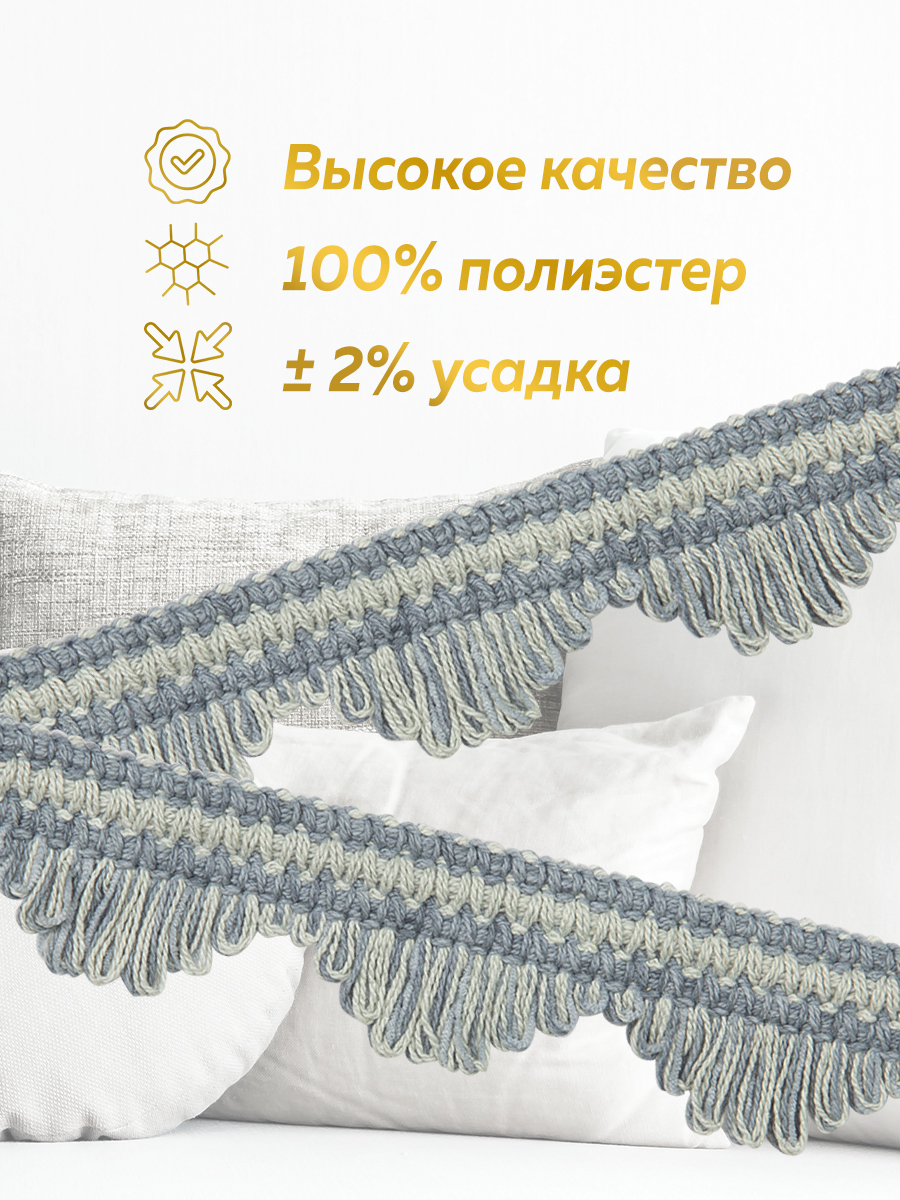 Сутаж с фестонами отделочный "Кантри" GP06-3-BLUE MirTex пыльно-светло-синий (4 см/12,5 м)