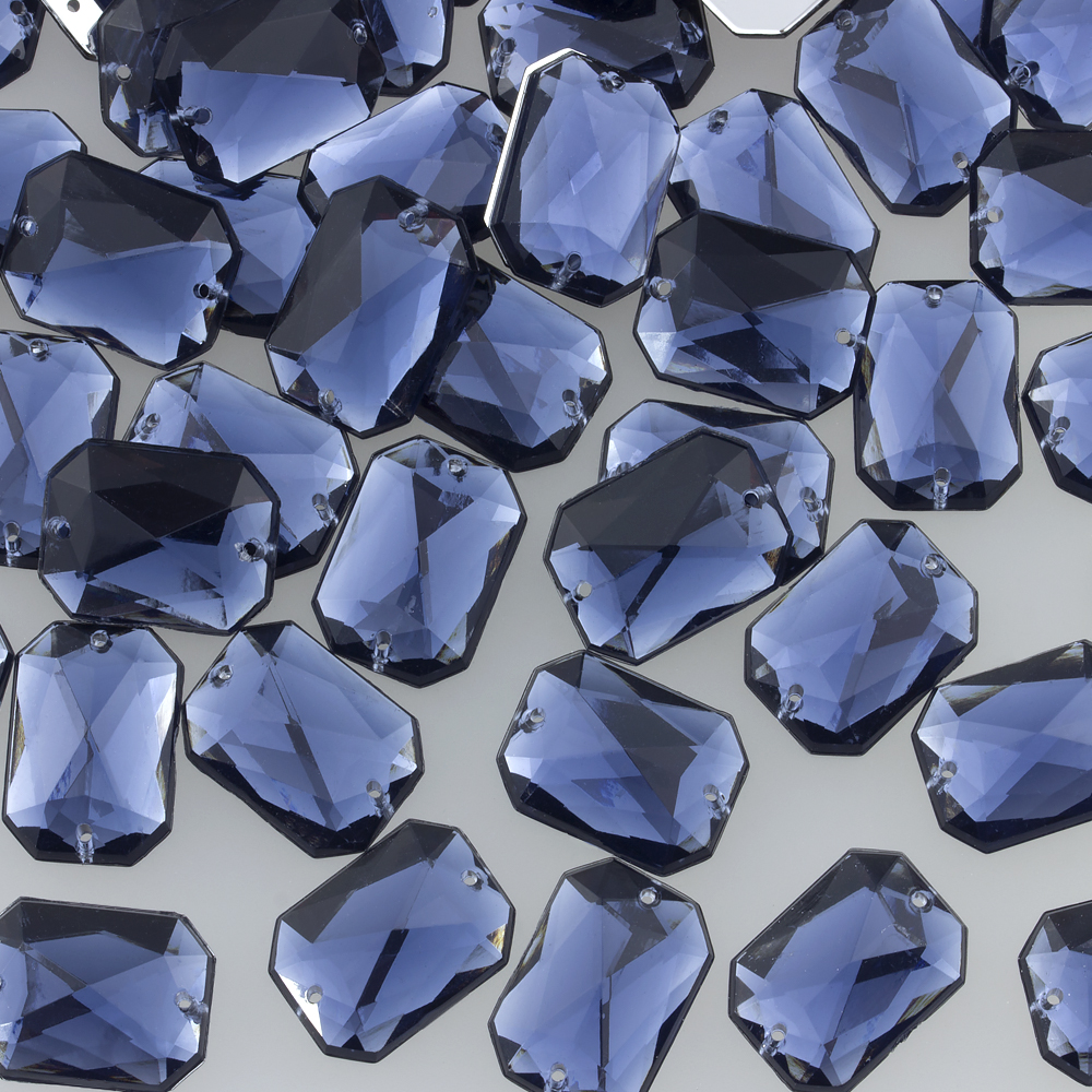 Стразы пришивные Восьмиугольник 18*25 мм 28# серо-голубой (100)