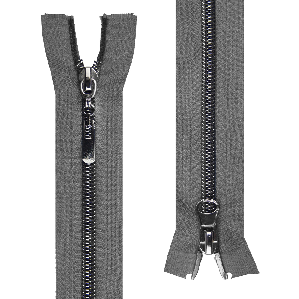 Молния спиральная разъемная 2-замка 80 см Т5 т.никель/темно-серый (пуллер-овал) (20 шт)