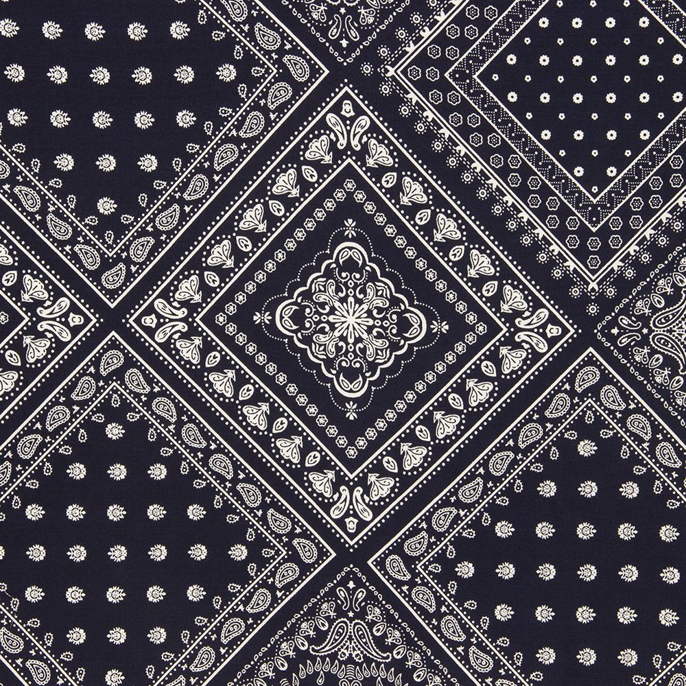 Ткань Штапель орнамент 142-657.01 темно-синий (92г/кв.м) 150см/±50м