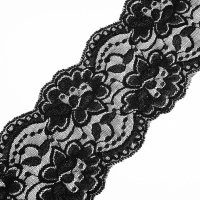 Кружево эластичное 317 черный, 9 см,  (150 ярд.)