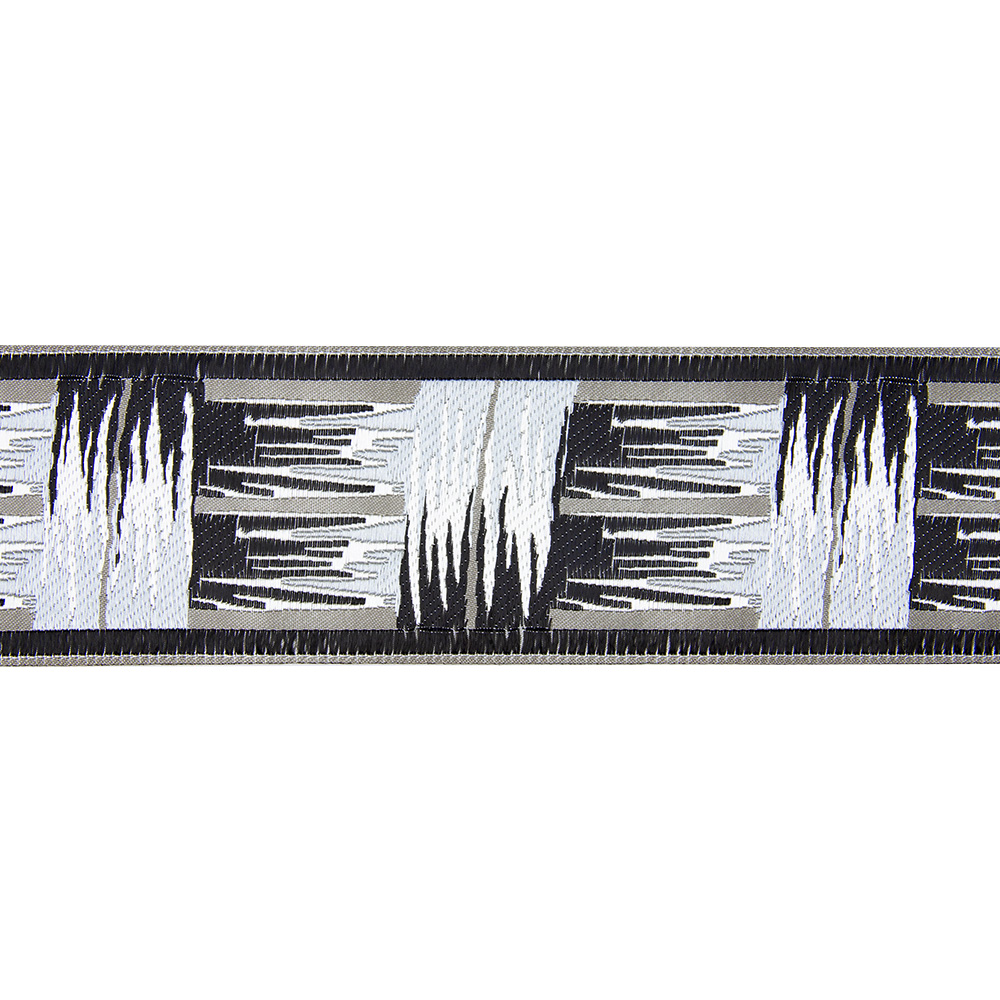 Текстильный бордюр YGH264-1 Mirtex черный/серо-бежевый "Малевич", ширина 6 см/±25 м