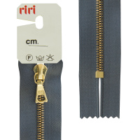 Молния металл Riri, gold, неразъёмная, на атласной тесьме, 4 мм, 16 см, цвет 2121, серый стальной 34