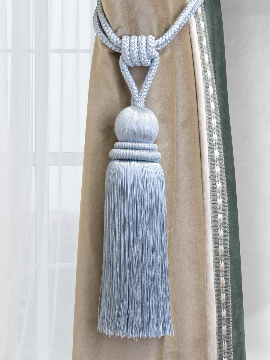 Кисть подхват для штор 1237F-A8300-1 пыльно-светло-синий Mirtex Premium (SMOKE BLUE)  (L70/27см)