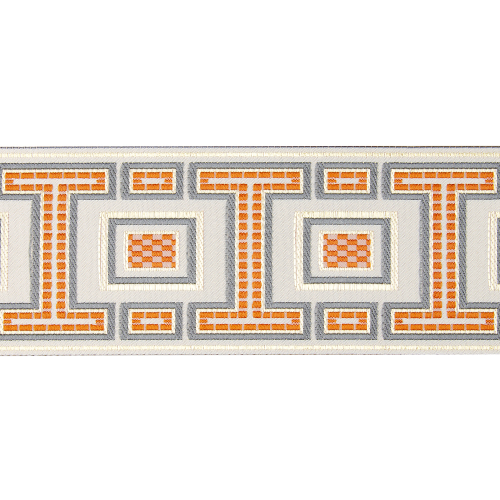 Текстильный бордюр YGH219-3 Mirtex серый/оранжевый "Maximum", ширина 9 см/±25 м