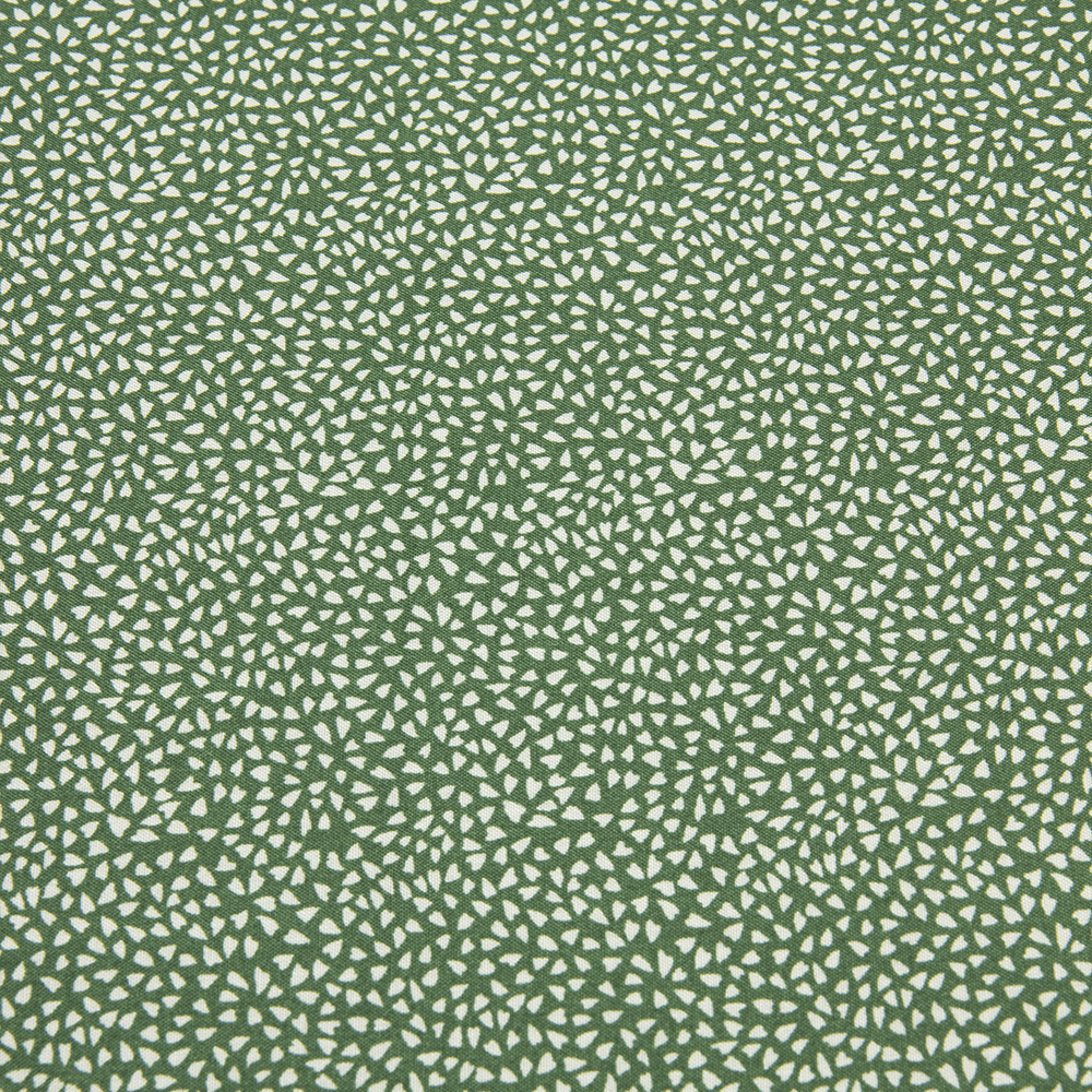 Ткань Штапель HM219-49781.1 зеленый принт зерно мелкое белое (90г/кв.м) 150см/±50м