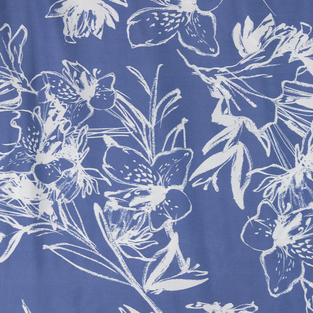 Ткань трикотаж масло принт НМ219Р.13 голубой цветы (181г/кв.м) 150см/±50м