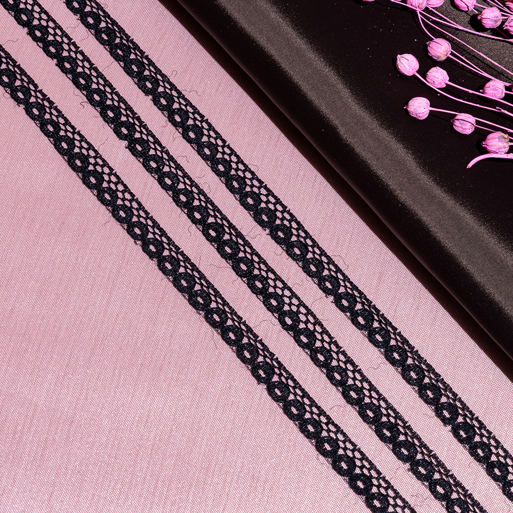 Кружево капроновое 256-1 черный, 1 см, (548,64 м/22,86 м)