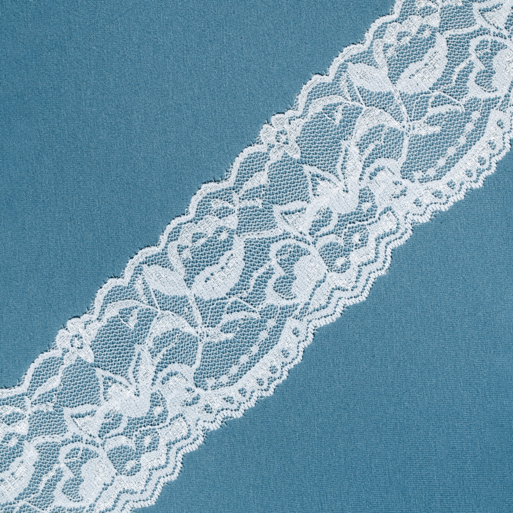 Кружево эластичное 2031 белый, 6 см, (100 ярд)