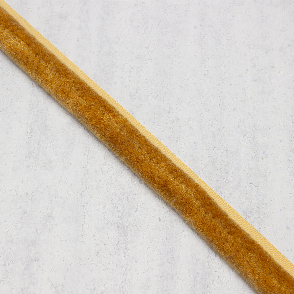 Кант пушистый XB-703-10/Big золото (ширина 2,5 см с декором, d 1,5 см) (12,5 м)