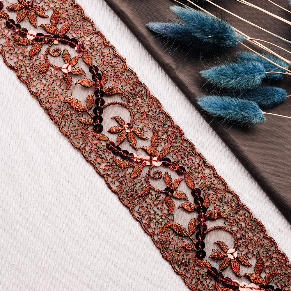 Тесьма с пайетками 85006-D103 коричневый (13,716 м)