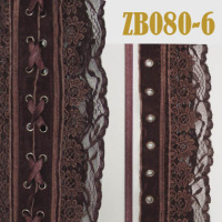Тесьма кружевная для корсетов 6-ZB080 коричневый (48 ярд)