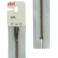 Молния металл неразъёмная Riri, at(состаренная бронза), 4 мм, 18 см, цвет тесьмы 2118, светло-серый