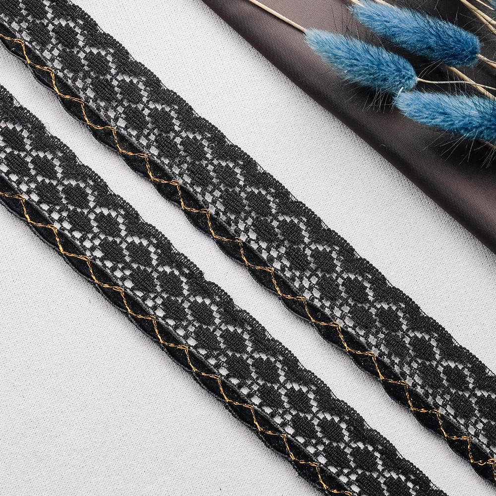 Тесьма с люрексом 19A-UG1286 черный (45,72 м)