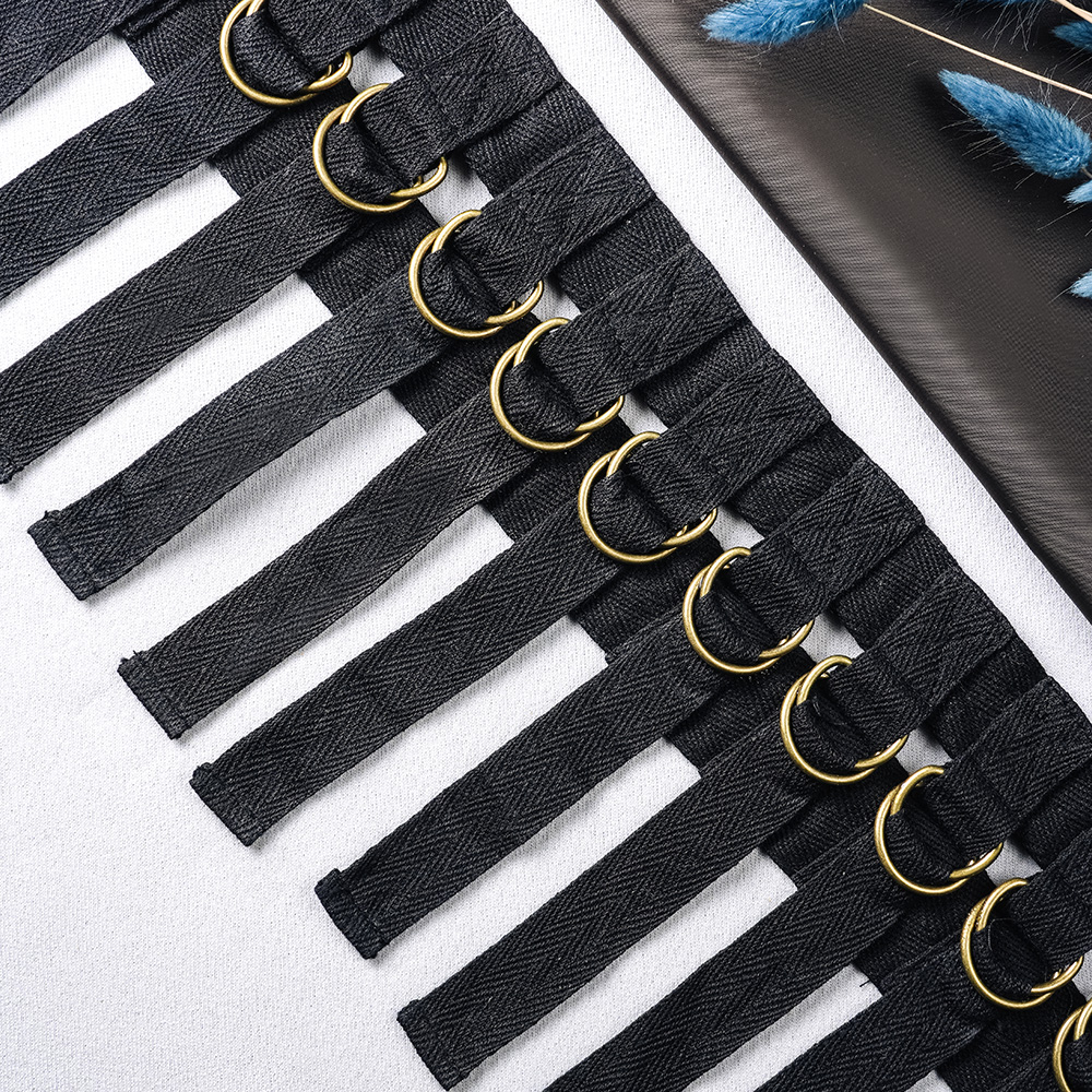 Тесьма с полукольцами ZB030-1 черный (13,7 м)