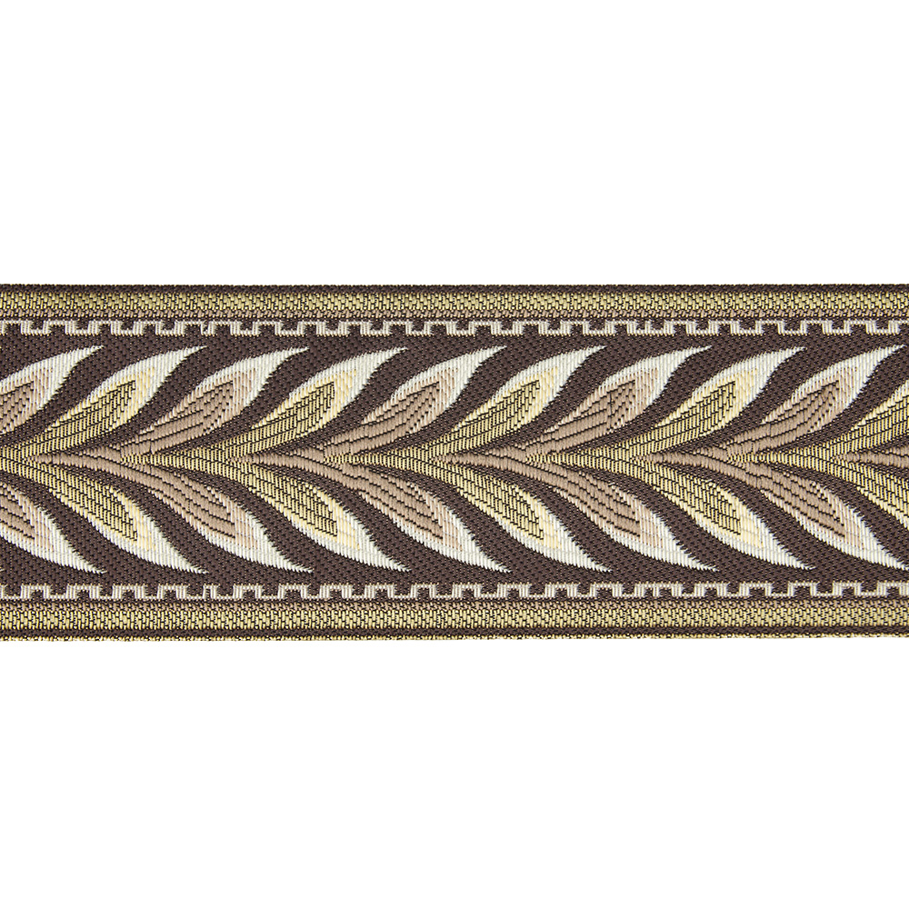 Текстильный бордюр YGH281-1 Mirtex коричневый/бежевый "Византия 1", ширина 8 см/±25 м