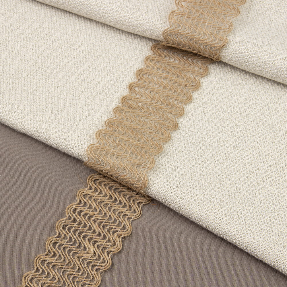 Джутовый текстильный бордюр "Batch jute" Т6.23-11 (ширина 4,5 см)(уп.12,5 м)(усадка 7-8%)