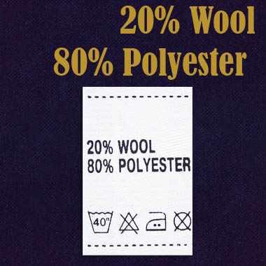 Ярлык на одежду - состав ткани 20% Wool 80% Polyester (500)