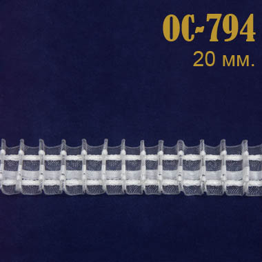 Шторная лента ОС-794 прозрачная (свободная сборка, корд-1 шнур) 2 см/50 м