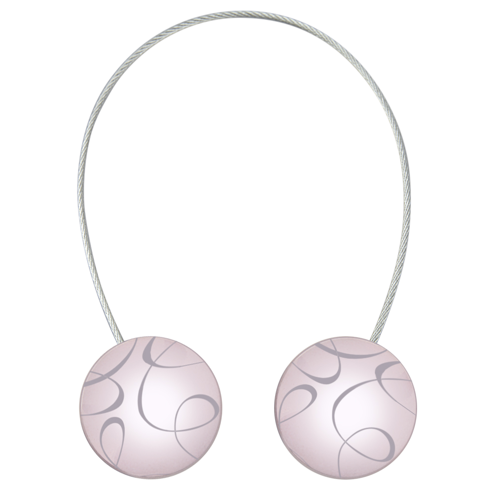 Клипса с магнитом "Абстракция" Круг 45 мм на тросе №5з Пудра глянец/ хром матовый