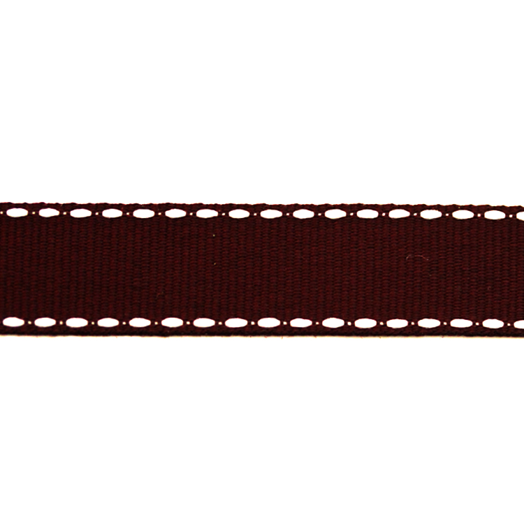 Лента репсовая A6533(6601) бордо GCC179 прошитая 15 мм (100 ярд)