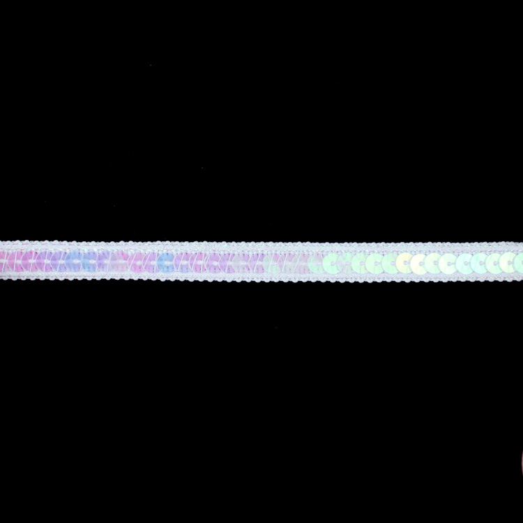 Тесьма с пайетками 8849 белый (45,72 м)