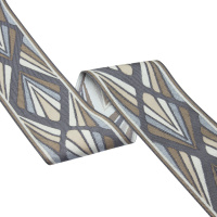 Текстильный бордюр EQ9018-1 Mirtex микс серо-голубой/бежевый "Montley" Коллекция №3, шир 8,7см/±25 м