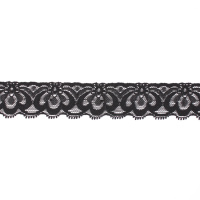 Кружево эластичное 1368 черный, 2.7 см, (22,86 м)