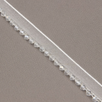 Кант на органзе с бусами 2508-01 белый/crystal (ширина общая 1,3 см/ декор 0,5 см) (уп. 9,144 м)
