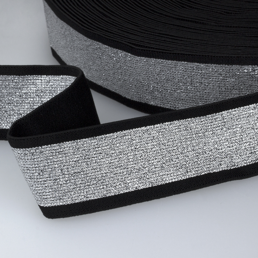 Резинка J224-4 см черный/серебро (42 м)