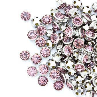 круглые пришивные стразы в металлической оправе
