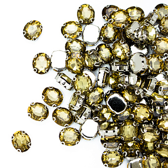 овальные пришивные стразы в металлической оправе