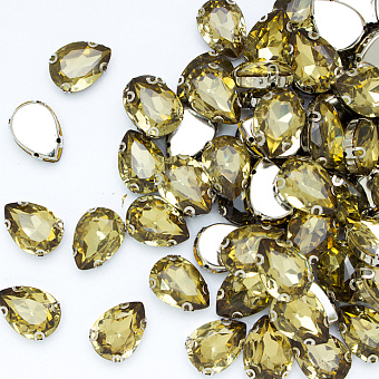 каплевидные стразы пришивные в металлической оправе