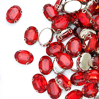 овальные пришивные стразы в металлической оправе