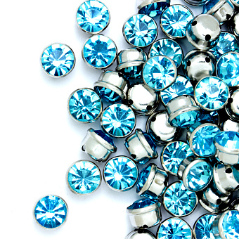 круглые пришивные стразы в металлической оправе