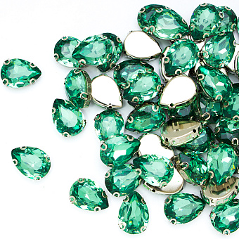 каплевидные стразы пришивные в металлической оправе